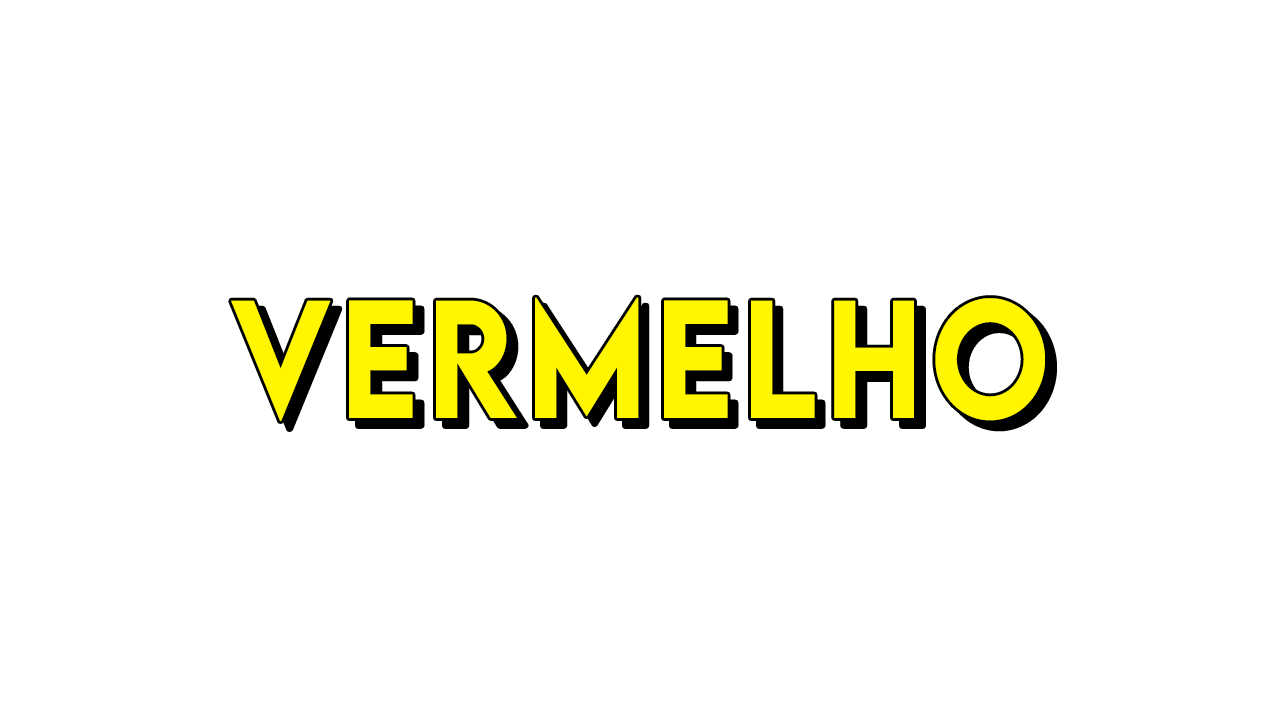 Texto vermelho com a cor amarela